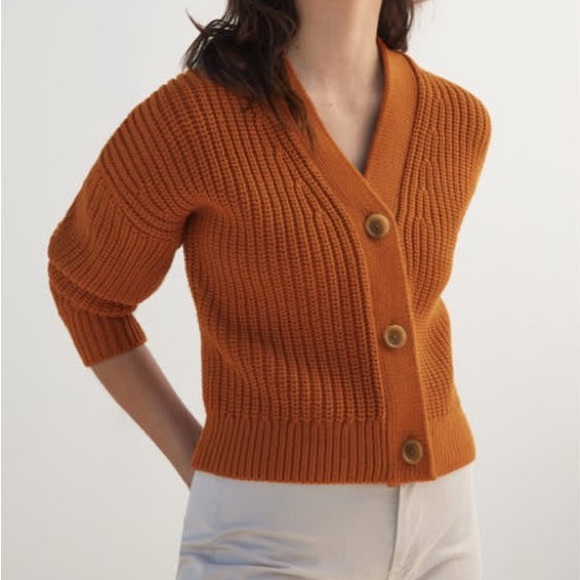 Everlane Sweaters - Everlane Sz S The Texture Knit Cardigan Cinnamon Chunky Sweater Crop